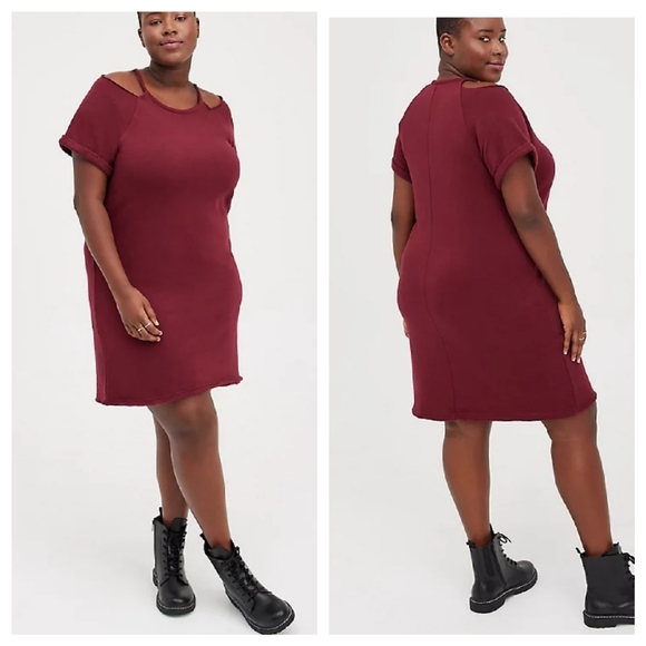 Torrid Fleece Cold Shoulder Dress - Picture 2 of 6